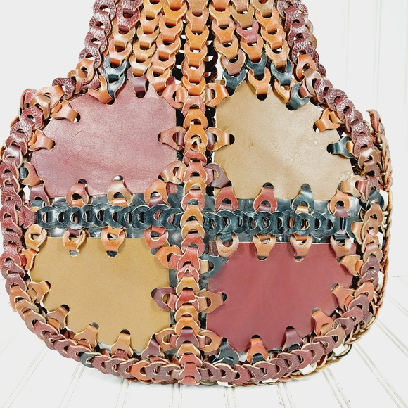 Vintage Leather Patch Stitch High Details Boho Shoulder Hand Bag 0390 - Picture 2 of 10